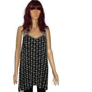 FYLO Sleeveless Strappy Tank Tunic Top Black/White Size XL